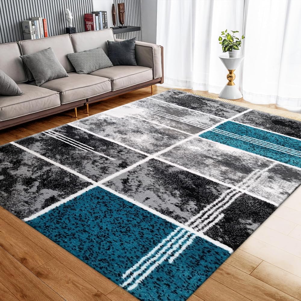 Tapis bleu sarcelle 80 x 150 cm extra large pour salon et chambre