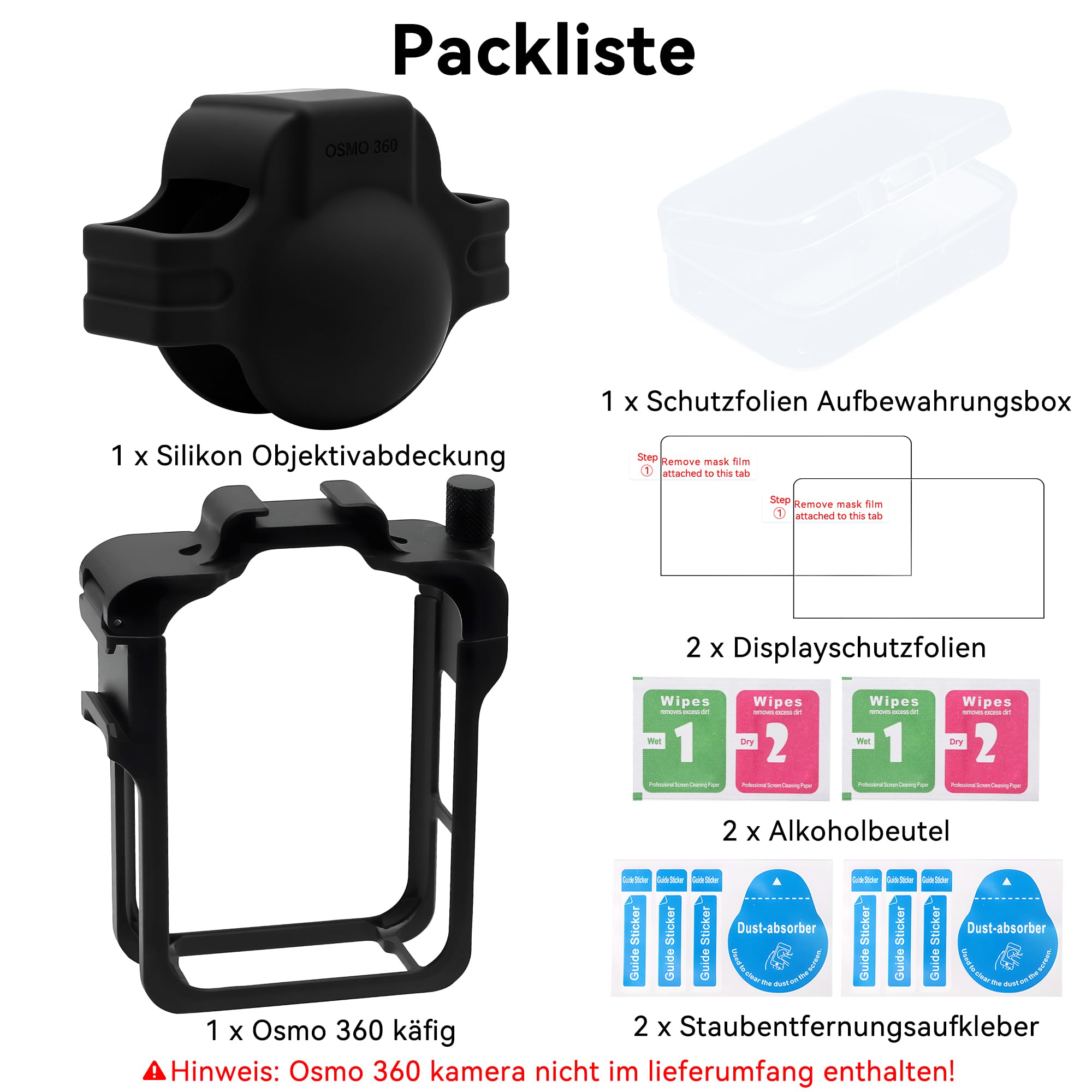 Osmo 360 Metal Klatka Fotograficzna Akcesorium 3 w 1 z Silikonową Osłoną Obiektywu Ochraniaczem Ekranu Metalową Ramą Rozszerzającą Klatkę do DJI Osmo 360 Kamery do Akcesoriów