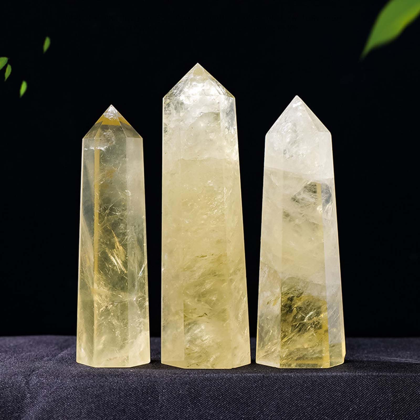 4 Piezas de Piedra Pulida con Varita de Cristal de Citrino Natural