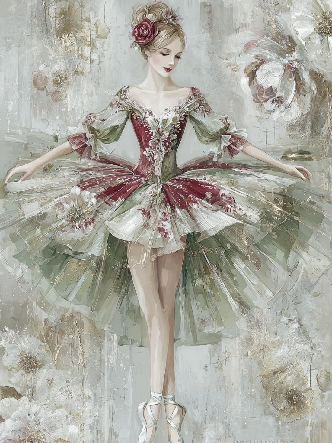 WANGWANGMIAO Paint by Numbers Kit for Adults,Ballet Dancers in Classical Costumes, DIY Painting with Brushes & Acrylic Pigment, 16x20 Inch, Home Decorations Gift，with Frame