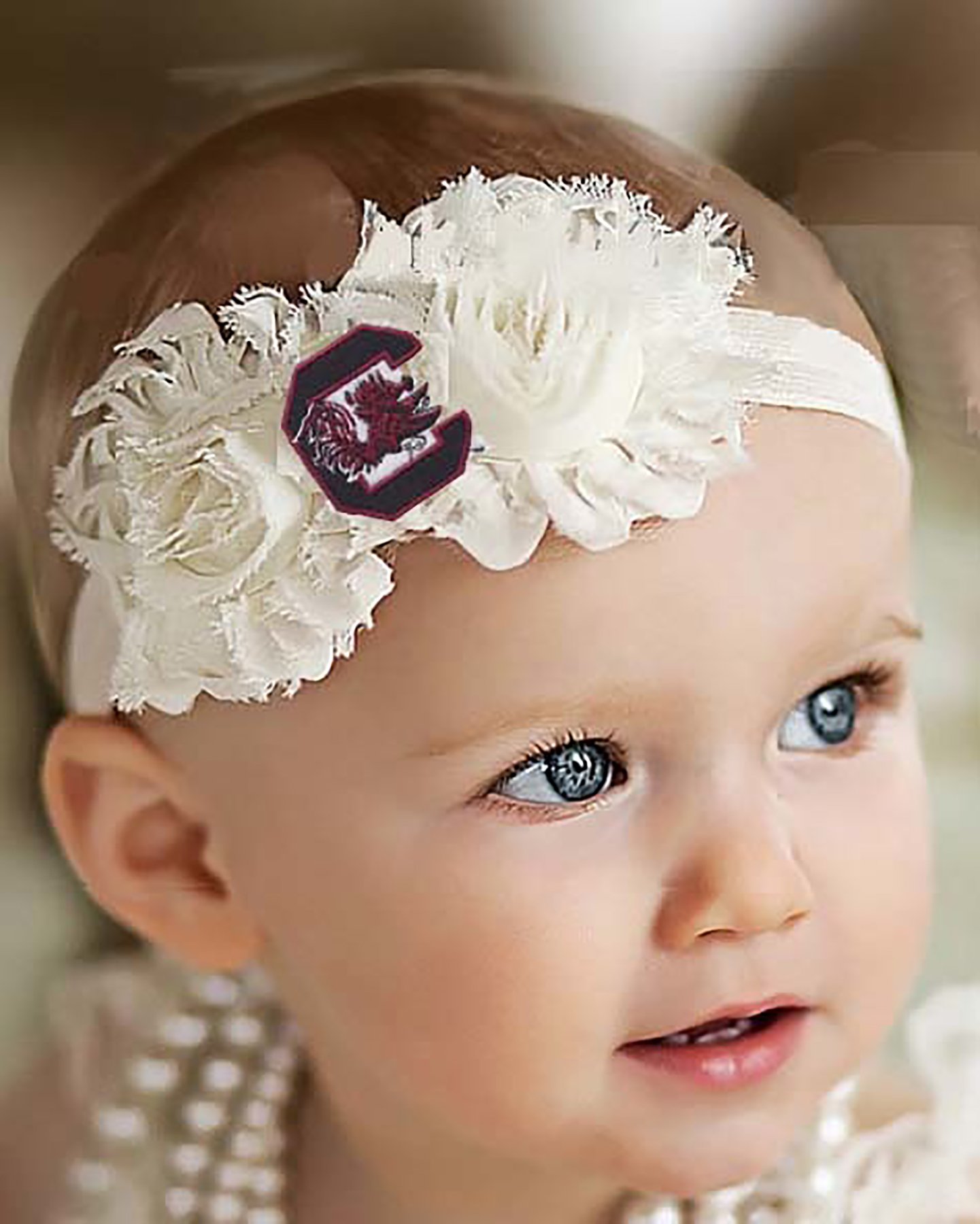 Future TailgaterSouth Carolina Gamecocks Baby/Toddler Shabby Flower Hair Bow Headband