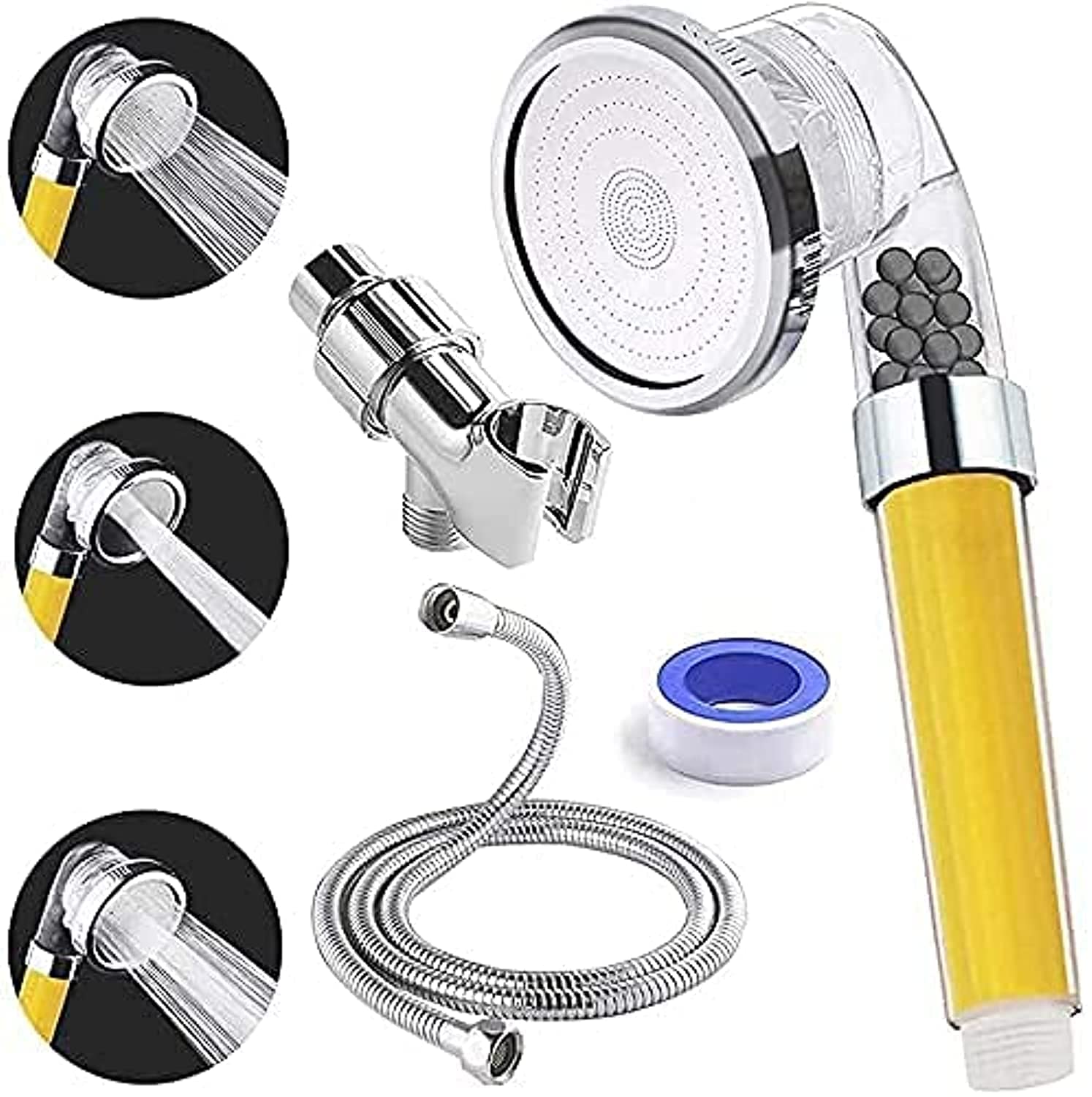 Puri Pro Shower Filter Head Water Filtration System Help Reduces hair loss. Three Functions Rainfall Jet And Massage, Negative Ionic Ion Flow Filter Handheld Shower head (Vitamin C)