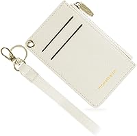 Vista 1 de Carteras pequeñas de cuero delgado para mujeres, tarjetero, cartera, monedero con llavero beige (B-Beige)