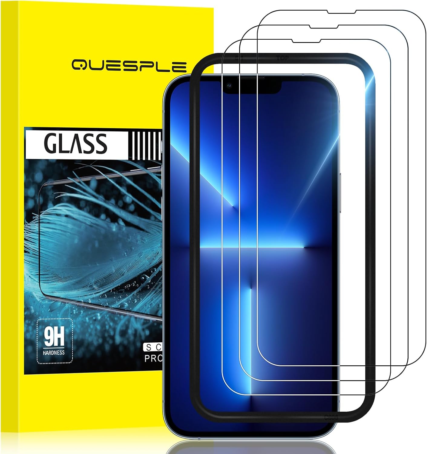 QUESPLE 3 Pack Screen Protector for iPhone 14 Plus/ 13 Pro Max (6.7 Inch), Military Grade