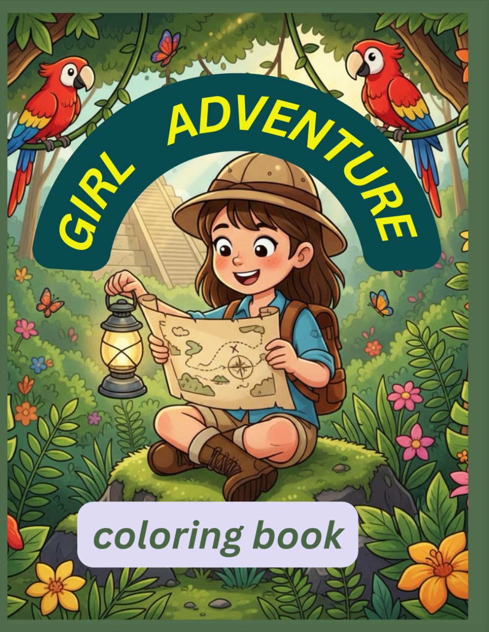Girl Adventure Coloring Book: Little explorers who love adventure