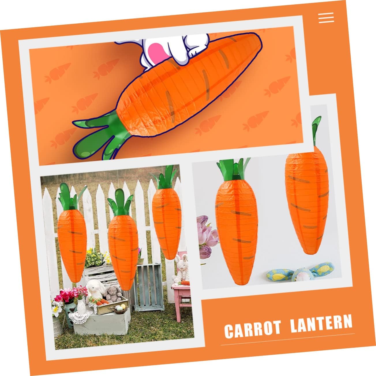 IMIKEYA 16pcs Creative Carrot Lanterns for Easter Handmade Hanging Decor for Festivals Parties and Outdoor Celebrations Paper Design for Home Decoration