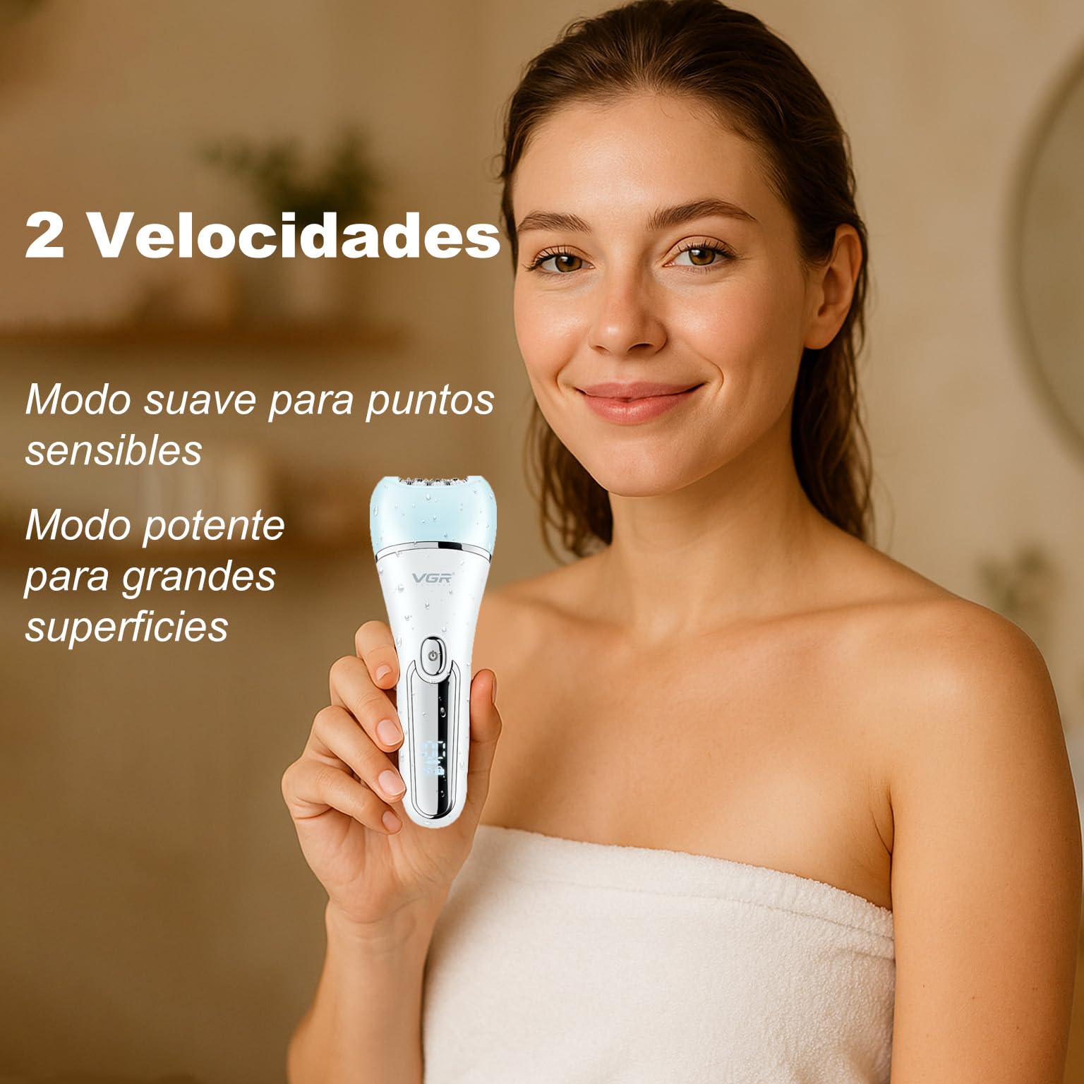 VGR 733 Depiladora Mujeres, 6 en 1 Inalámbrica y Recargable Maquina Depilar, Seco y Húmedo Recortador eléctrica, Afeitadora Facial y Corporal para Cara, Piernas, Axilas, Azul
