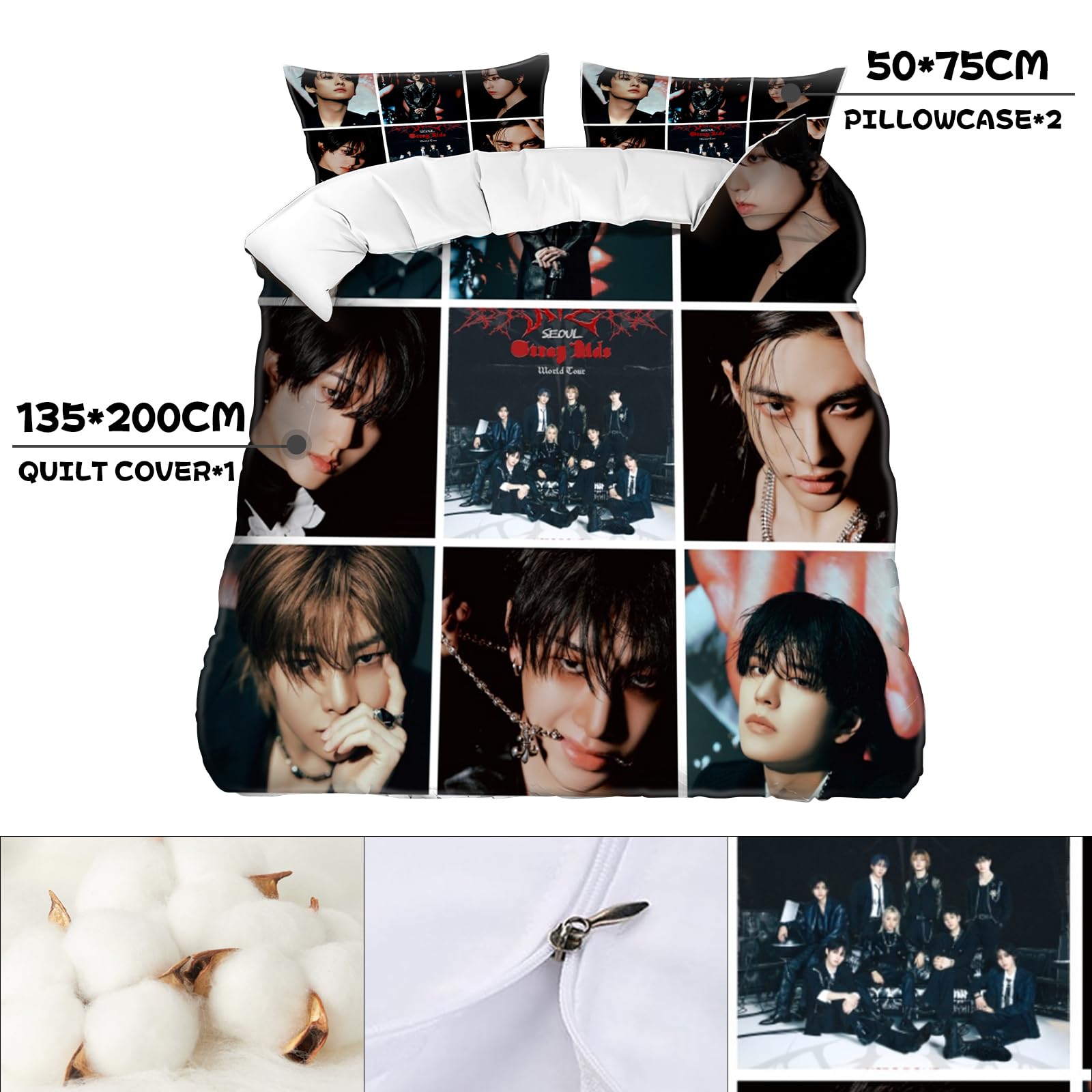 Set Lenzuolo Letto Singolo Strraykiid, Bed Sheets Strraykiid, Set Lenzuola Letto Singolo, Biancheria Da Letto 135x200 Cm, Contiene Federa 50 * 75 Cm, Piacevole e Morbida, Per fan Copripiumino