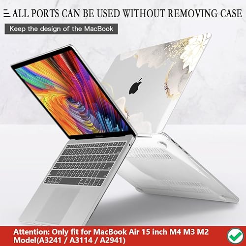 Miniatura 5 de CISSOOK Compatible con MacBook Air de 15 pulgadas Funda 2025 2024 2023 Modelo de Lanzamiento A3241 A3114 A2941, Funda de Carcasa Rígida Floral