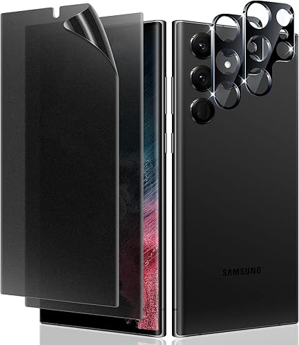 Miniatura 18 de LYWHL Paquete de 2 + 2 protectores de pantalla de privacidad para Samsung Galaxy S23 Ultra (no de vidrio), película flexible antiespía compatible