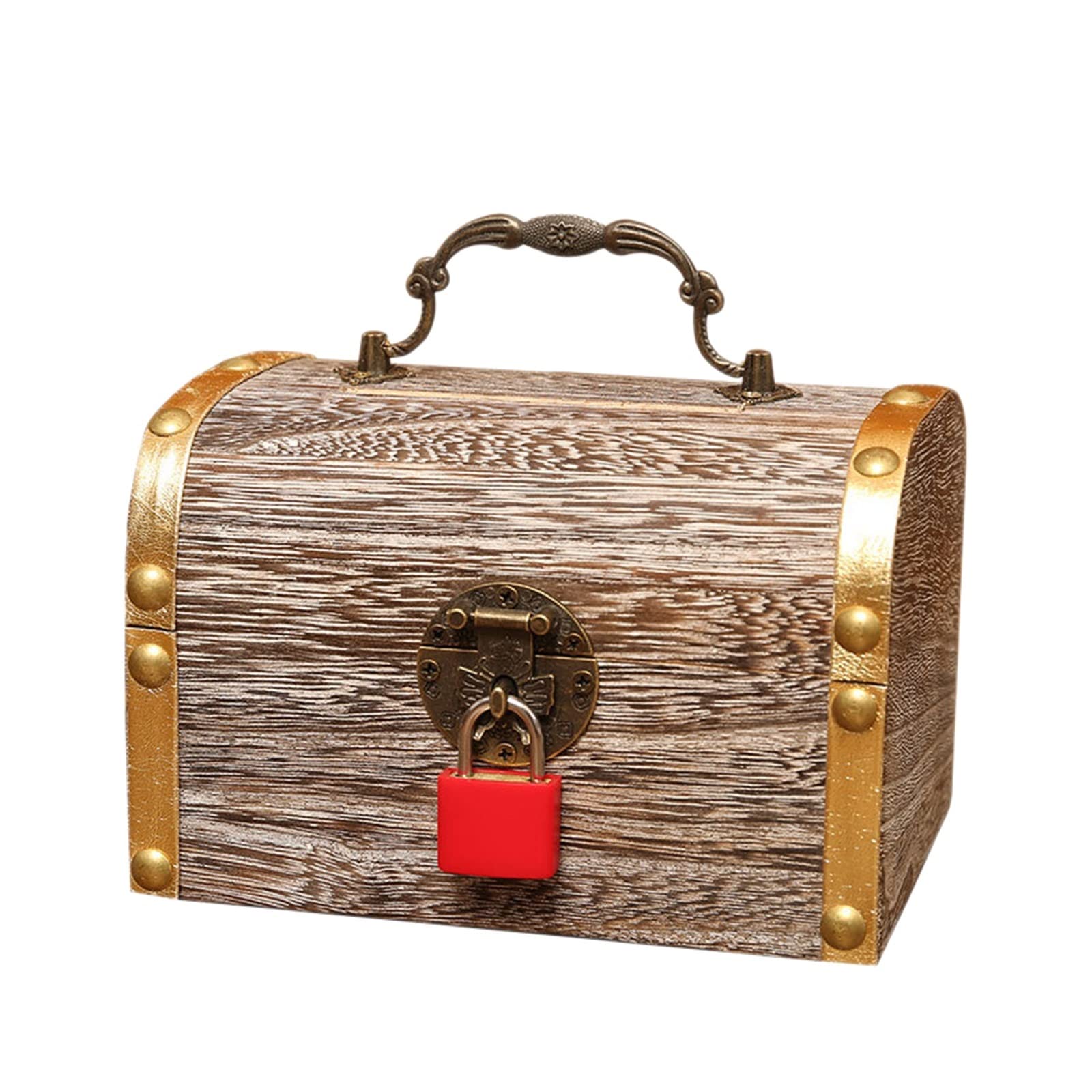 Holz Sparschwein Sparschwein Geldschloss Holzkiste Exquisite Aufbewahrungsbox Schatz Schmuck Vintage mit Schlüsseln Sparschwein Organizer,Starke Sicherheit