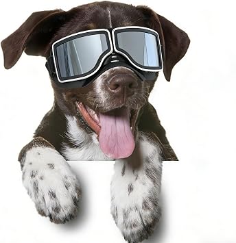 Dog Goggles Medium Breed, Anti-UV Dog Sunglasses for Pet Outdoor Riding Driving Hiking, Windproof Dustproof Medium to Large Pet Eyes Protection, Soft Frame, Adjustable Straps, Black