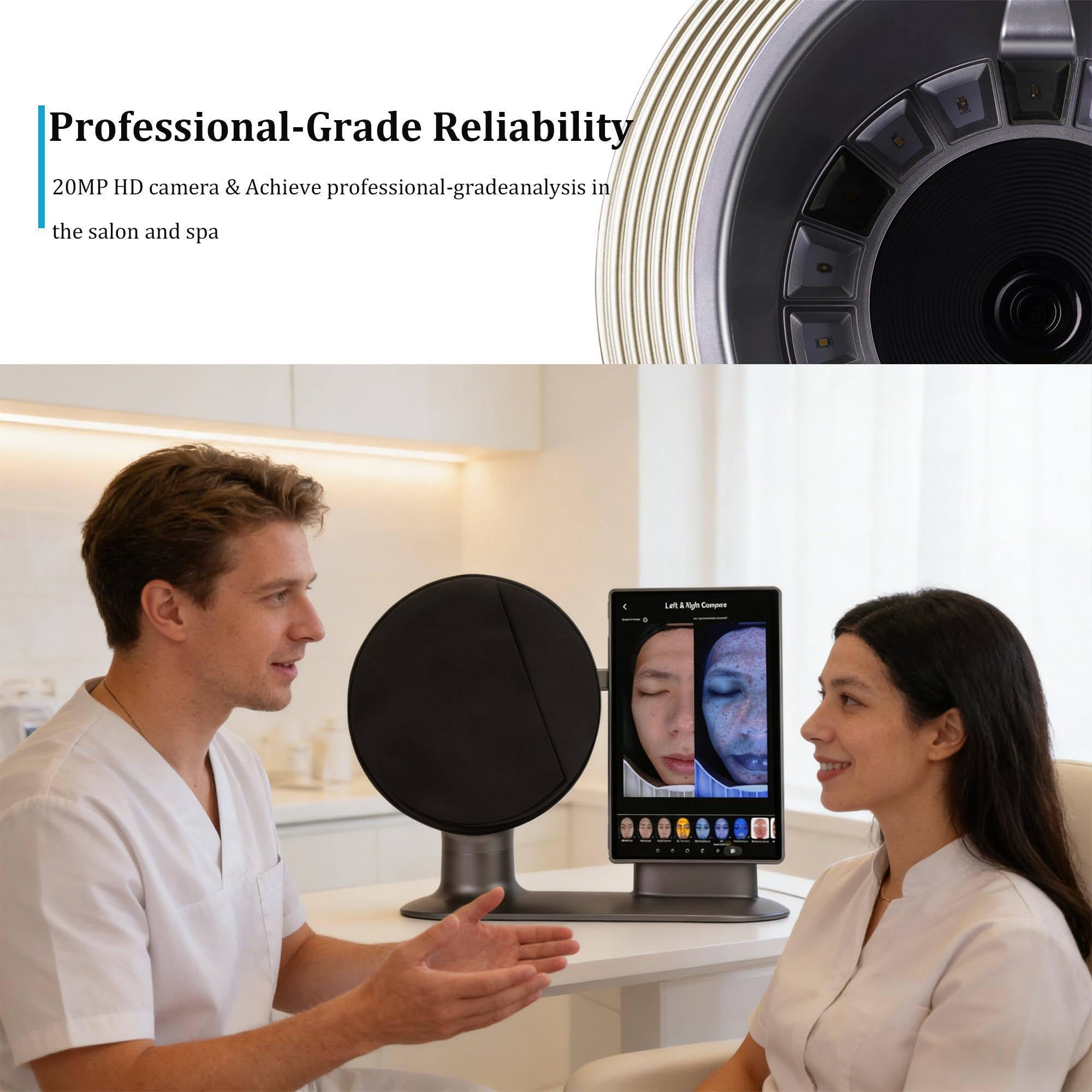 Professionelles 15,6-Zoll-KI-Haut- und Kopfhaut-Analysegerät | 10-Spektren-Analyse, 18 Testparameter, Cloud-/Offline-Berichte, SD-Karten-Unterstützung,für Spa & Salon