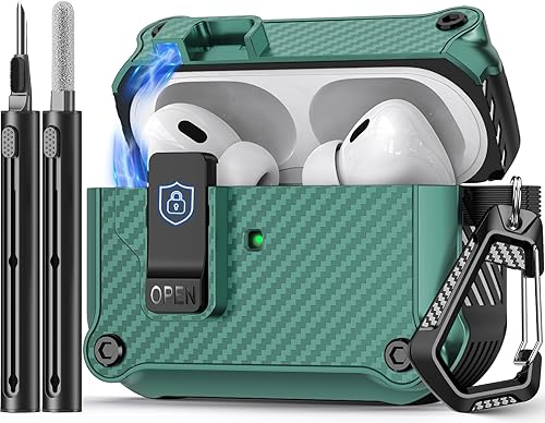 Miniatura 13 de Compatible con AirPods de 4ª generación, Funda Magnética con Bloqueo Automático, Soporte para Teléfono y Kit de Limpieza, Compatible con Funda
