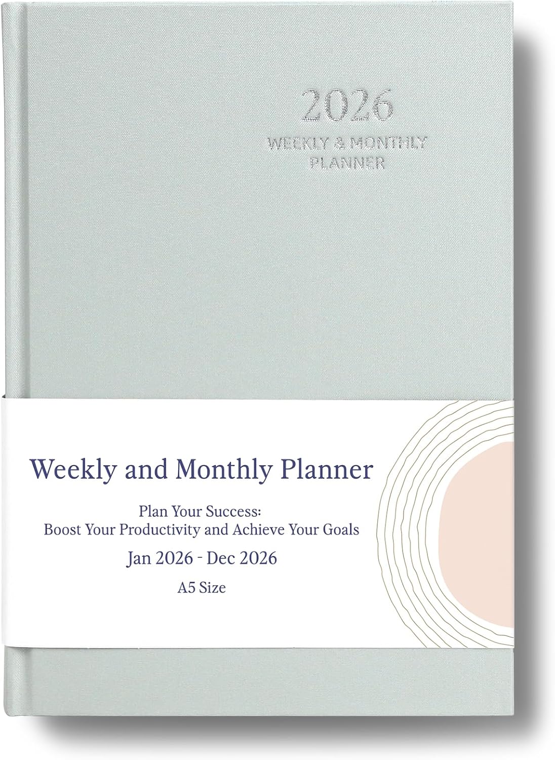 2026 Planner - Weekly and Monthly Planner, January 2026 - December 2026, Linen Hardcover, 2026 Calendar Planner Book with Tabs, Aesthetic, Perfect for Office Home School Supplies (Green, A5) Green A5 (Jan 2026-Dec 2026)