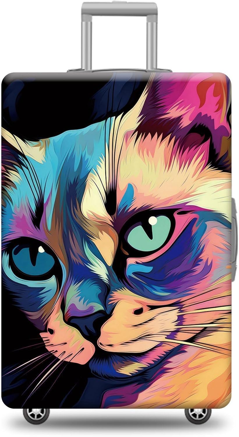 Personalized Luggage Cover Cute Balinese Siamese Cat Suitcase Protector Washable Elastic Baggage Cover For Pet Lovers Fits 18"-32" Luggage Style 2