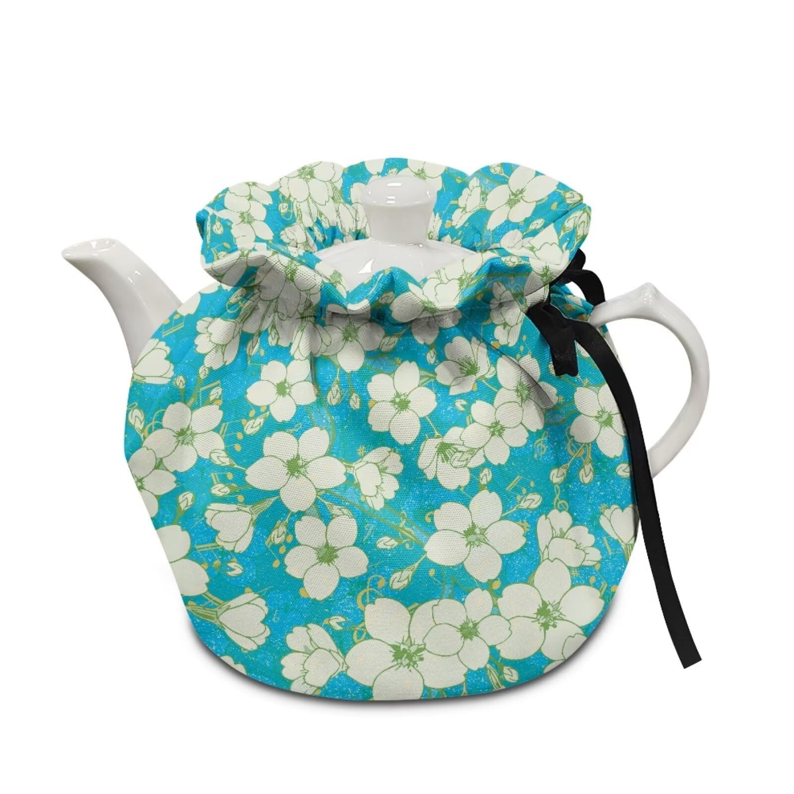 YEXIATODO Cherry Blossom Tea Cozy Teapot Cozy Kettle Cover Tea Cozies Covers Dust Cover Kettle Cover Tea Pot Cover Teapot Dust Cover with Drawstring for Housewife, Friend, Mom 2 Set