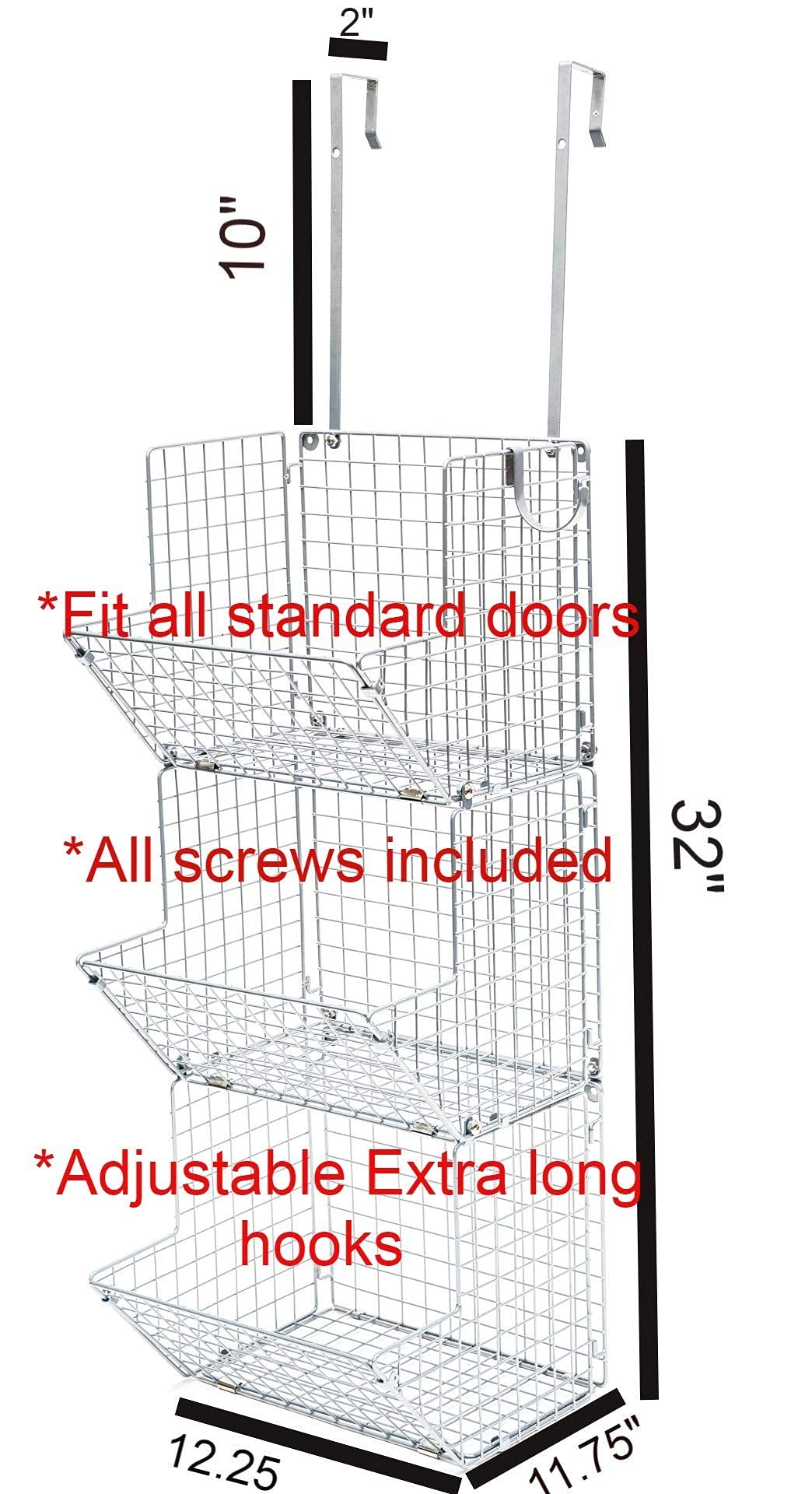 Panier Mural En Fil De Fer à 3 Niveaux - Corbeille à Fruits Rustique à Accrocher Sur Des étagères De Rangement Au-dessus De La Porte - Organisateur De Cuisine Et De Garde-manger