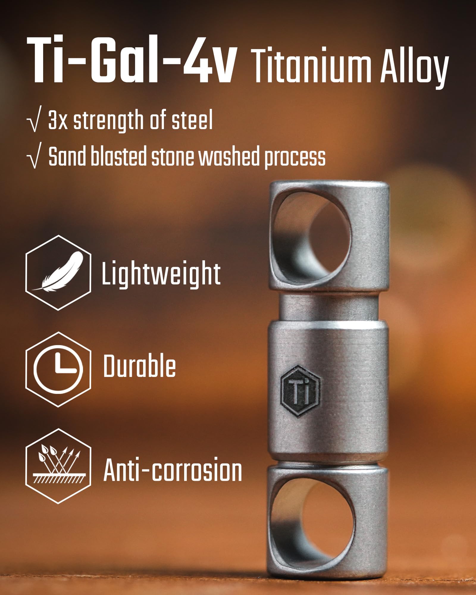 KeyUnity Connecteur porte-clés amovible, porte-clés pivotant à double extrémité en titane pour mousqueton
