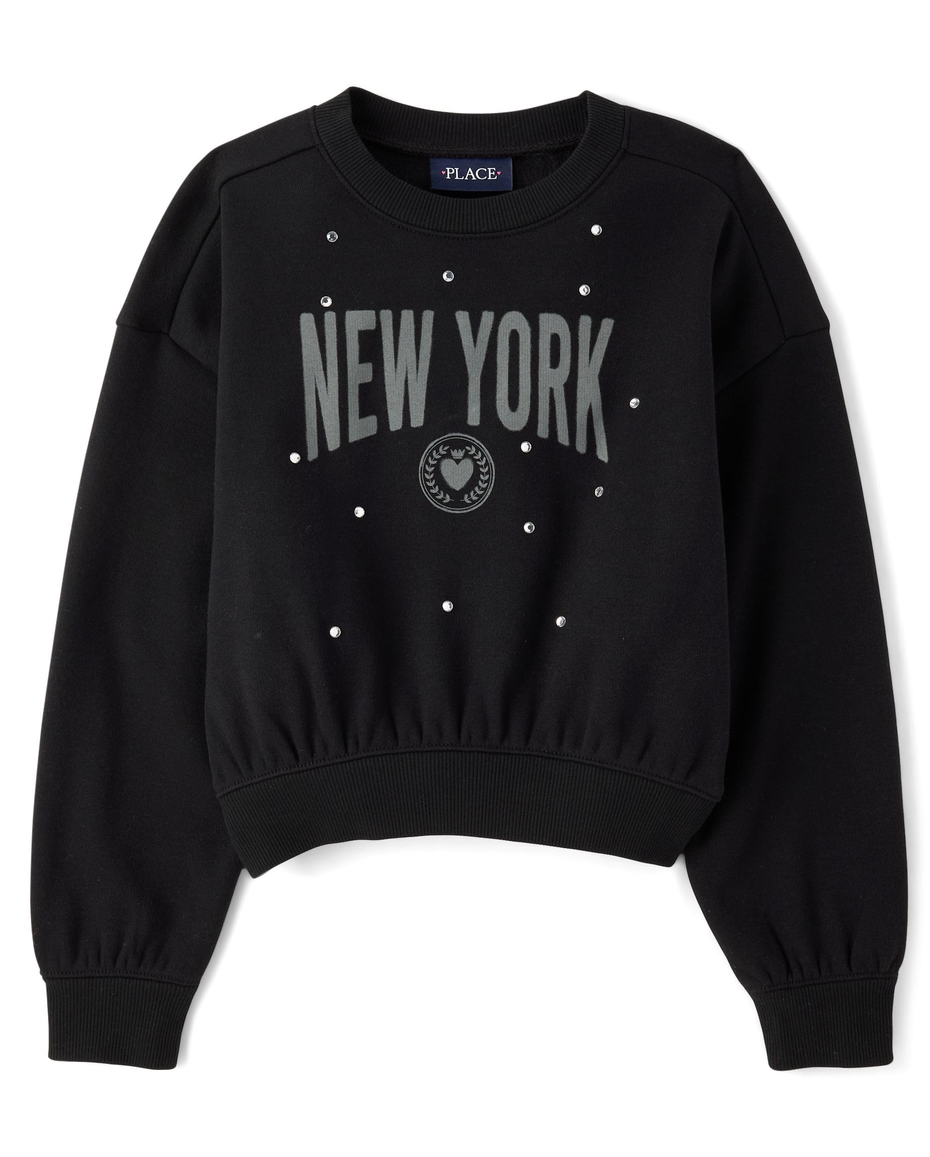 The Children's Place Girls' Active Long Sleeve Embellished Winter Warm Sweatshirt