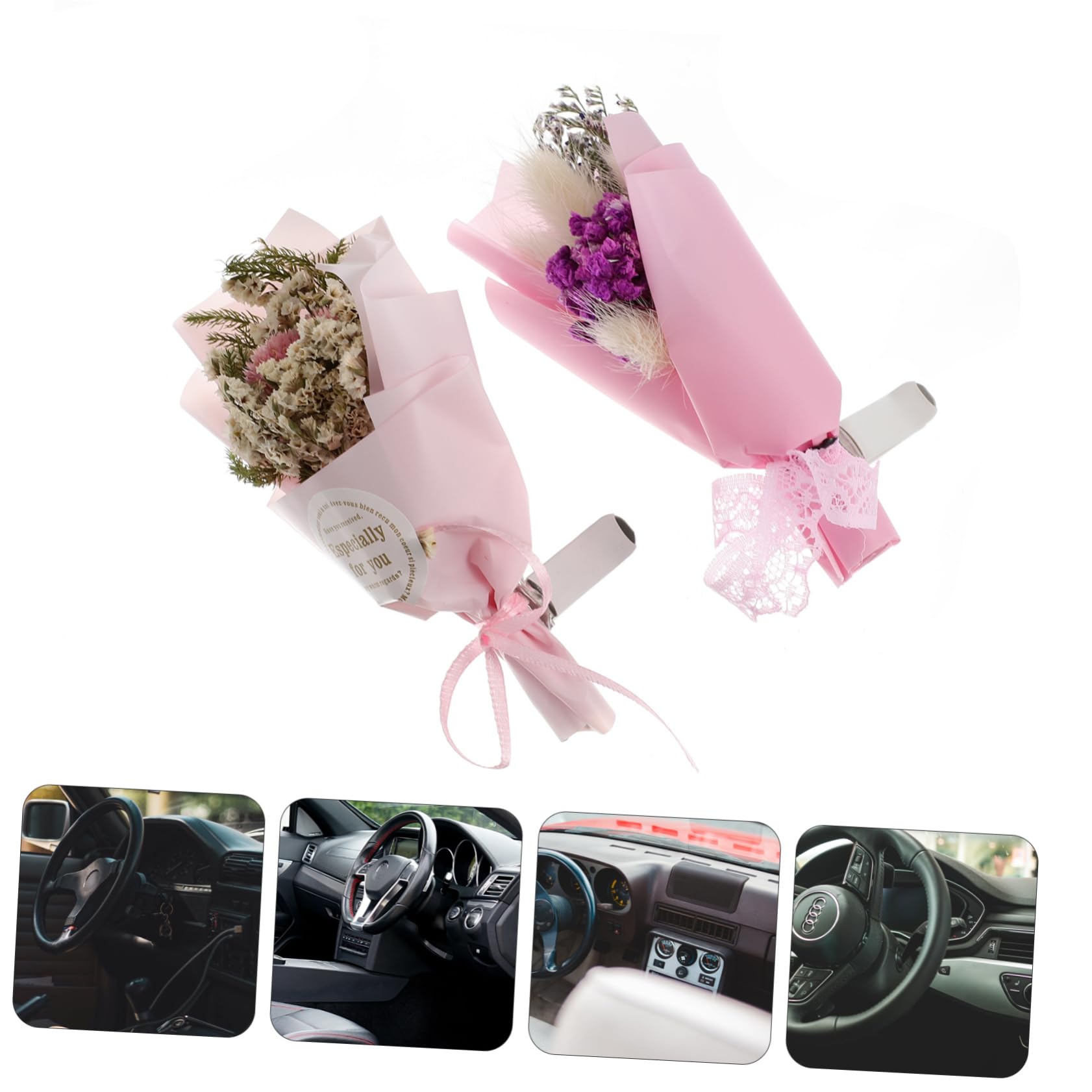 ULTECHNOVO 4pezzi Clip Per Auto Con Fiori Secchi Diffusore Per Aria Condizionata Decorazione Interna e Profumo Fresco Per Ogni Viaggio