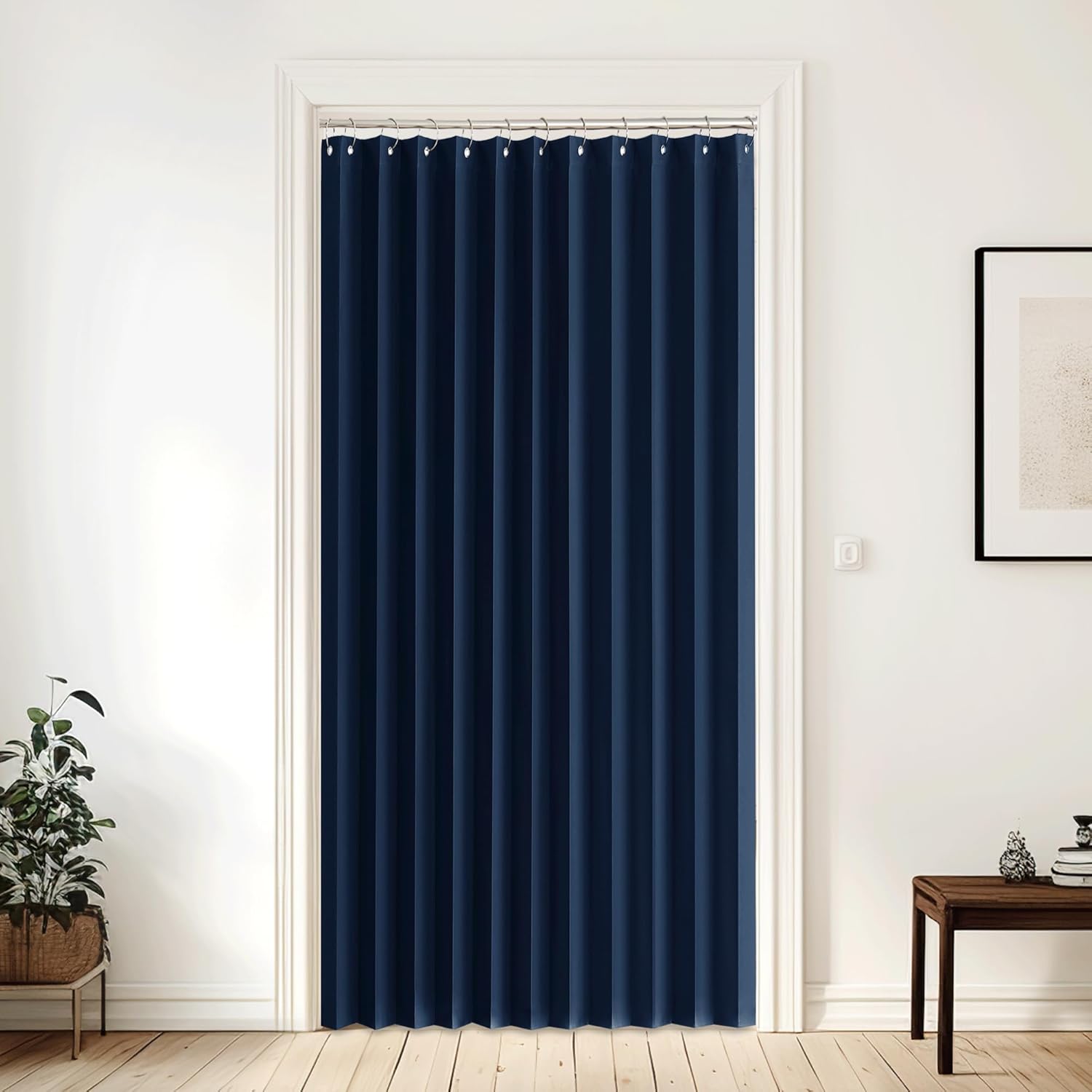 NICETOWN Room Divider Curtain for Bedroom Living Room Partition, Privacy Accordion Blackout Sound Proof Doorway Curtains, Sliding Glass Temporary Door Curtainfor Closet (Navy, 1 Panel, 60" W x 80" L)