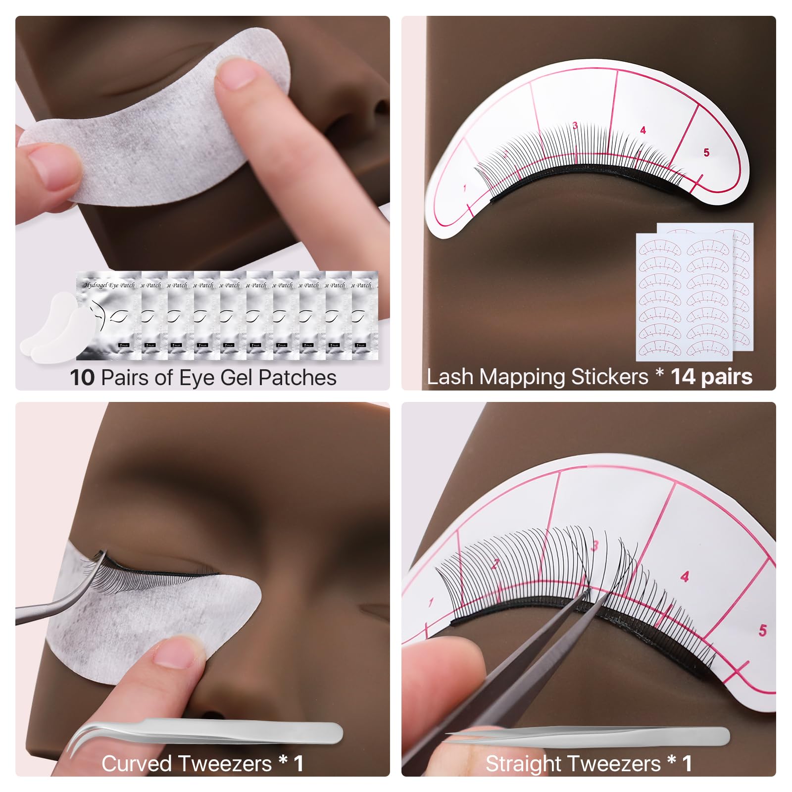 Eyelash Extension Training Kit with Mannequin Head and Tools