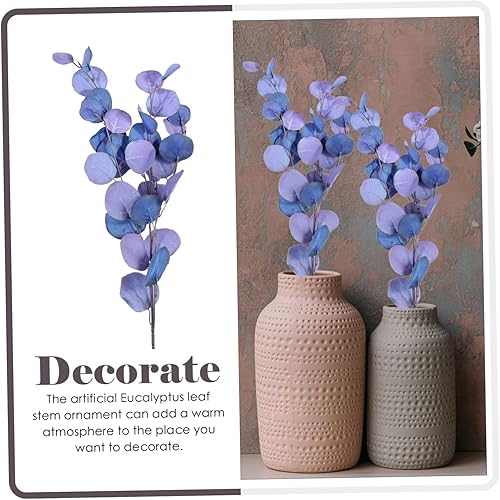 Miniatura 2 de Cabilock Tallos de eucalipto artificiales, paquete de 2 hojas de eucalipto simuladas para sala de estar