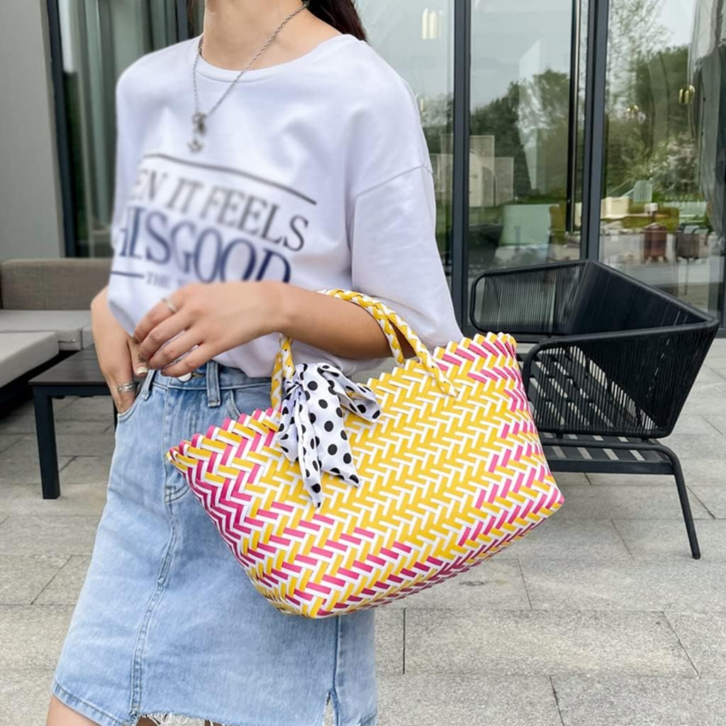 草編みバッグ レディース 夏バッグ ハンドバッグ ショルダーバッグ ビーチバッグ かごバッグ サマーバッグ 軽量 可愛い おしゃれ