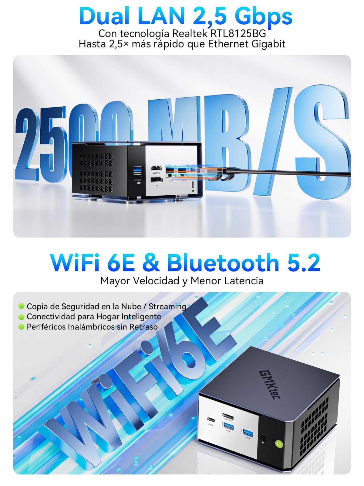 GMKtec Mini PC K16 AMD Ryzen 7 7735HS (8C/16T, hasta 4,75 GHz), Micro PC con 32 GB DDR5 6400, SSD PCIe 3.0 de 512 GB, Doble LAN 2,5G, OCuLink, Triple Pantalla 4K (HDMI + DP + Type-C), AMD Radeon 680M