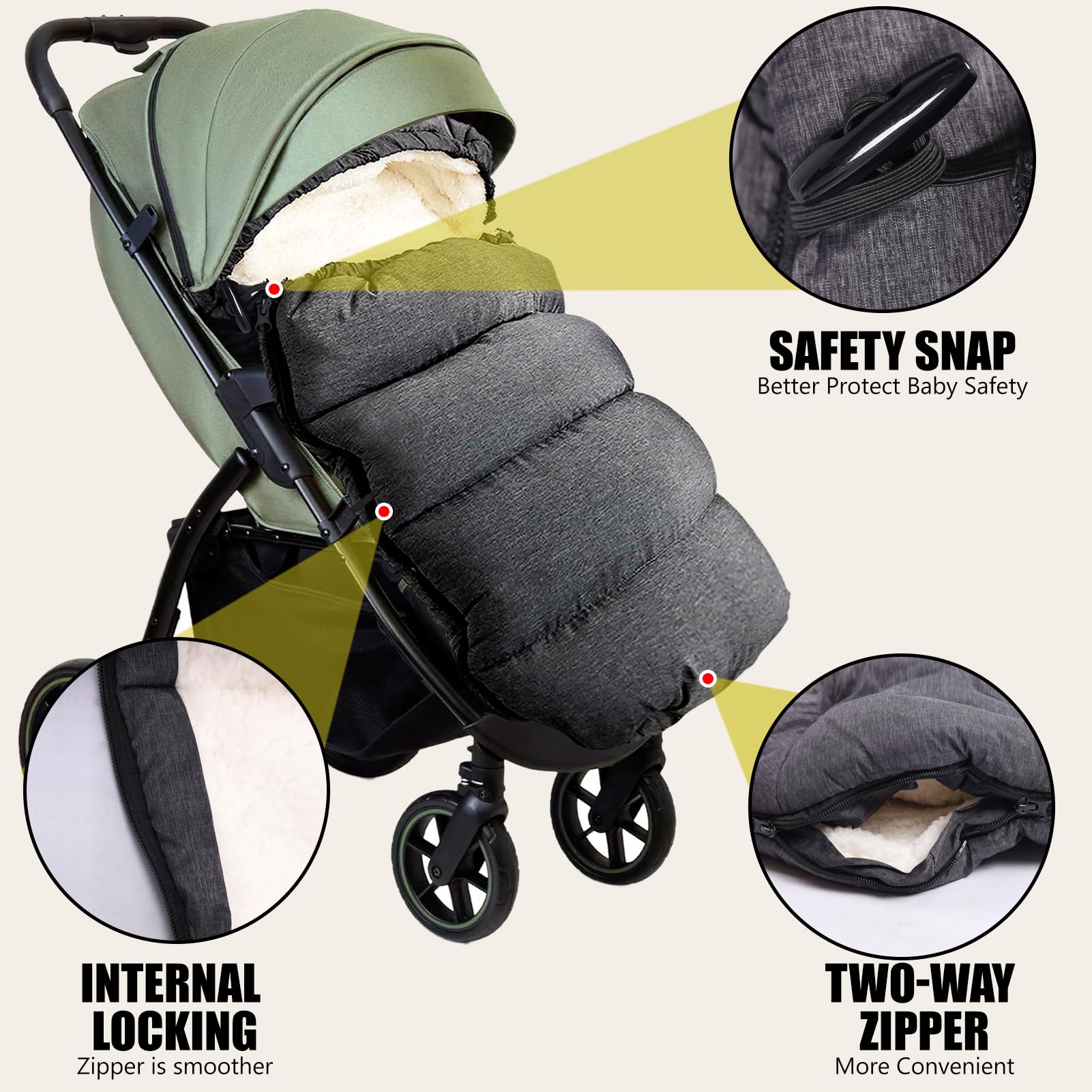Aloskart Sacco Passeggino Invernale, Coprigambe Passeggino Universale Grande, Sacco Nanna Passeggino Universale, Coprigambe Invernale, Sacco a pelo Passeggino Grande (Grigio Scuro)