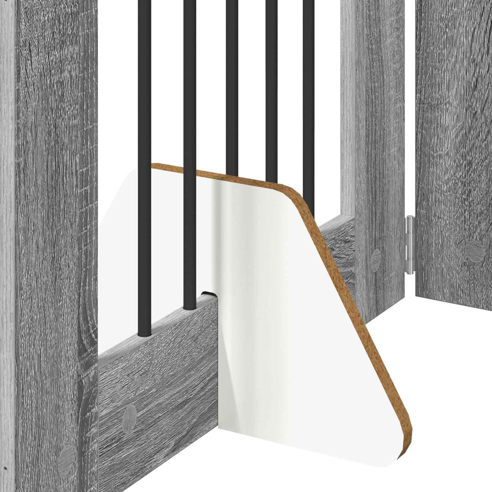 Puerta para perros con soporte, 2 unidades, Sonoma gris, 60 x 60 cm, plegable y portátil, para protección interior y exterior y alojamiento seguro de cachorros y perros