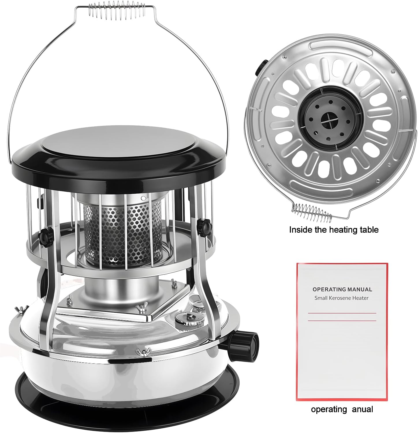 2 in 1 Portable Kerosene Heater & Stove, 9000 BTU, Non-Electric Portable Indoor Outdoor Kerosene Radiant Heater for Camping, Hunting, Cooking, Home, Garage, and Emergency Preparedness White