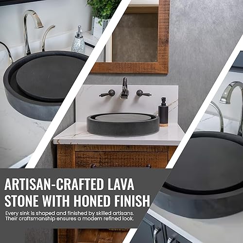 Miniatura 5 de Eden Bath EB_S042LS-H - Fregadero redondo de piedra de lava