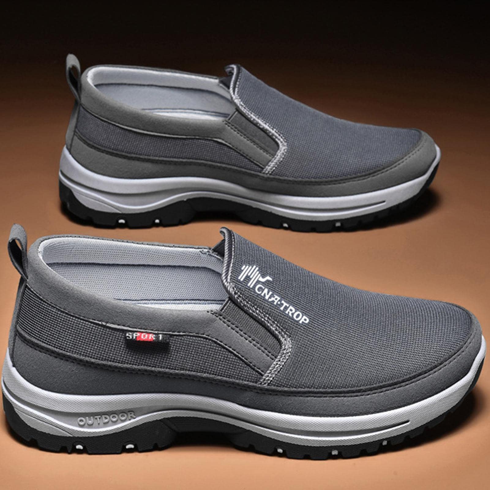 Zapatos ortopédicos para Hombres - Zapatos sin Cordones para Hombre con Soporte para el Arco - Zapatos ortopédicos Casuales Antideslizantes con Goma para Caminar, Caminar, Correr