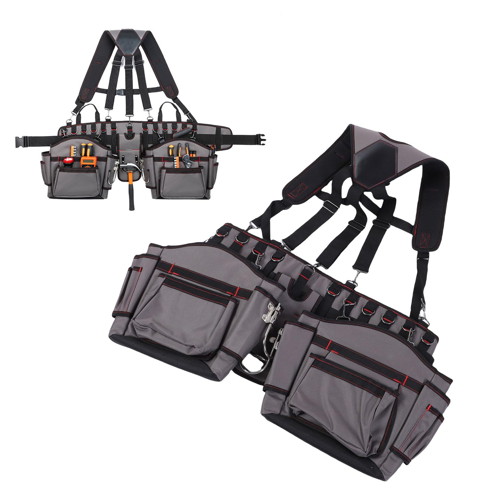 Asixxsix Cinturón portaherramientas, ajustable y portátil, con imán, cómodo, transpirable, amplio espacio, resistente, ideal para electricistas y carpinteros. Cinturón de trabajo.