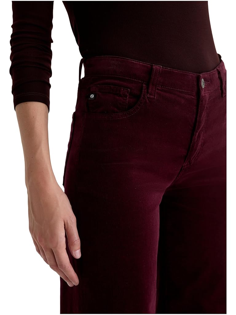 Brown AG Saige Mid Rise Wide Leg Crop In Winery