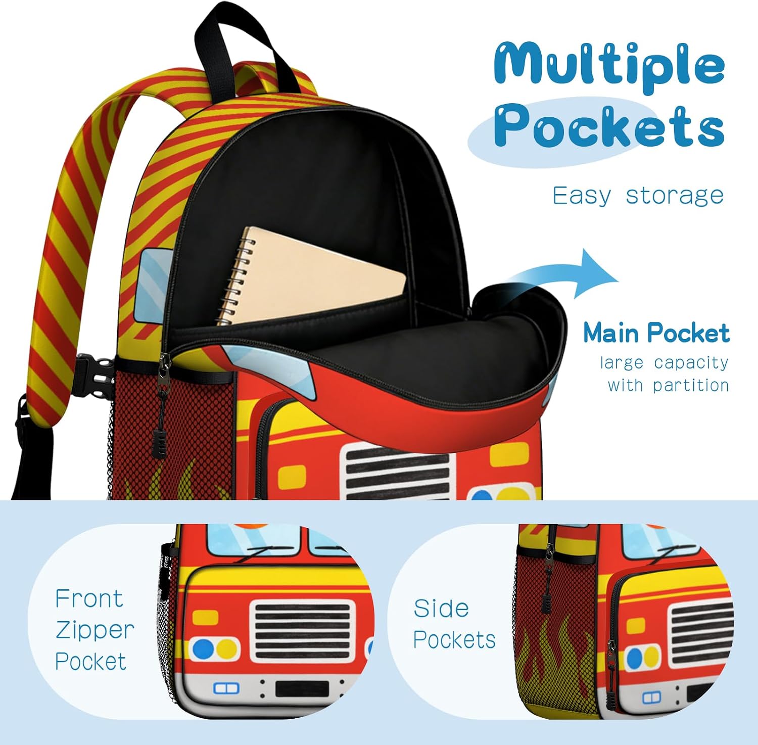 Ambulance School Backpack For Boys Toddler Bookbag Child School Bag Kindergarten Elementary Toddler Bag Gift Ideas Backpack for Boys Girls Bookbag for Kids Toddlers Casual Travel image 5