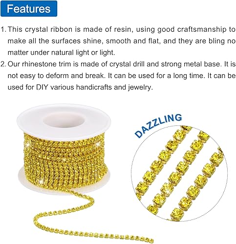 Miniatura 4 de MECCANIXITY Cadena de diamantes de imitación de cristal de 10 yardas, 0.118 pulgadas, con cierre de cadena para coser, manualidades, joyería de