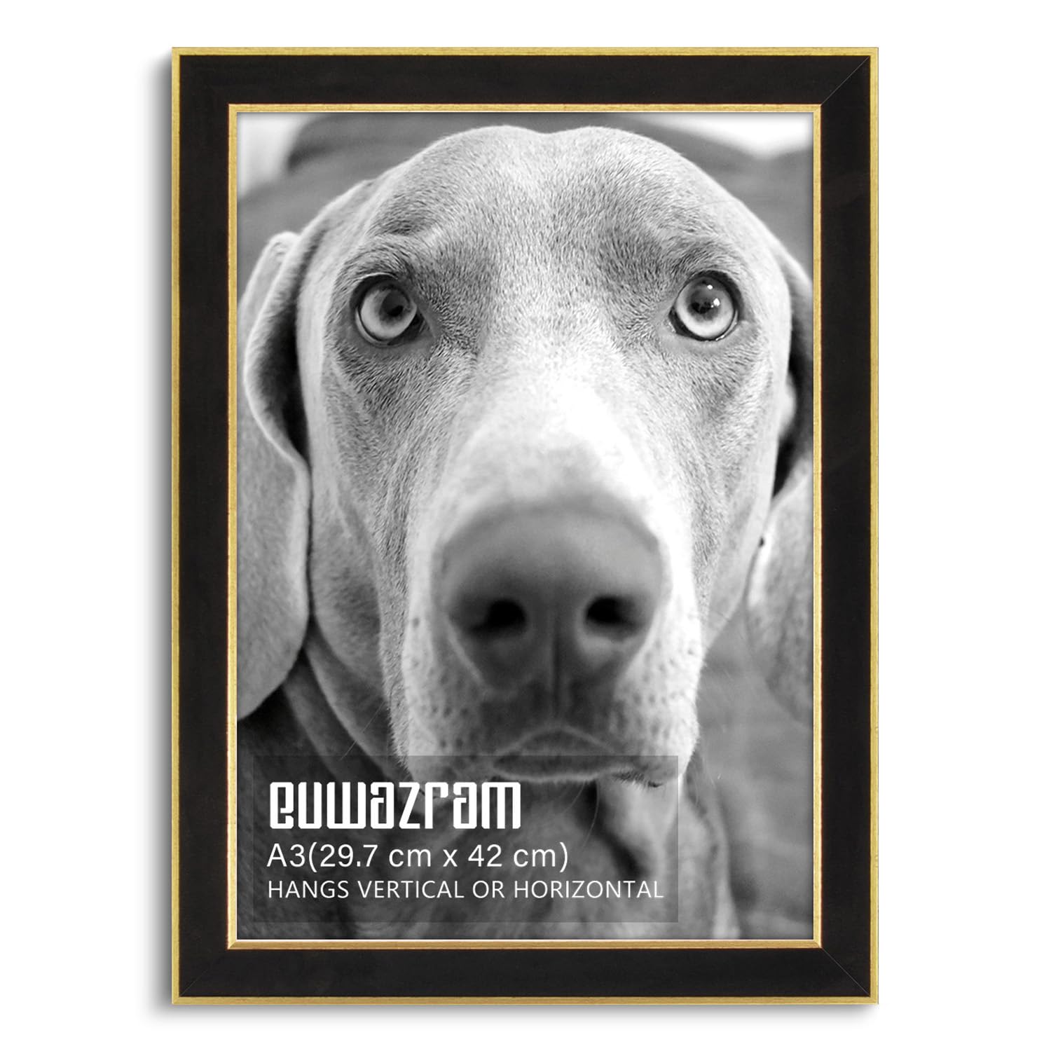 Suede A3 Frame - Single Frame, Elegant Black 11.69x16.54 inch Picture Frame