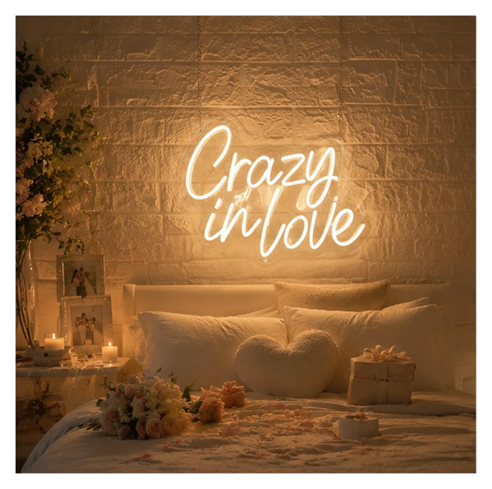 LED néon signe Enseigne Au Néon Crazy In Love Variable, Pour Décoration De Chambre À Coucher De Mariage, Lumière D'ambiance Romantique, Alimentée Par USB, 40cm