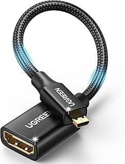 UGREEN Micro HDMI Cable Adaptador 3D 4K 60Hz Alta Velocidad Compatible with Camcorder TV PC Laptopp, Black