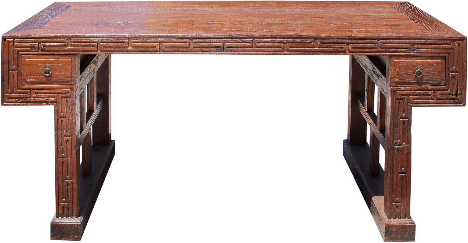 Raw Wood Plank Rectangular Contemporary Wood Base Desk Table Acs5721