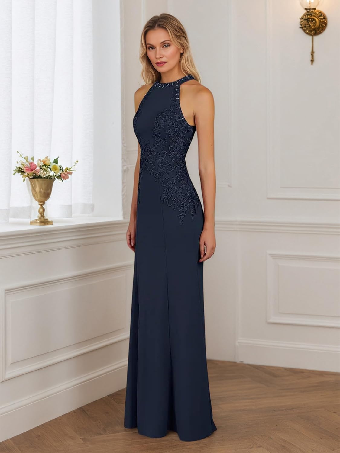 Long Lace Mother of The Bride Dresses for Women Mermaid Halter Formal Dress Evening Wedding Guest Gowns 2026 - Image 2