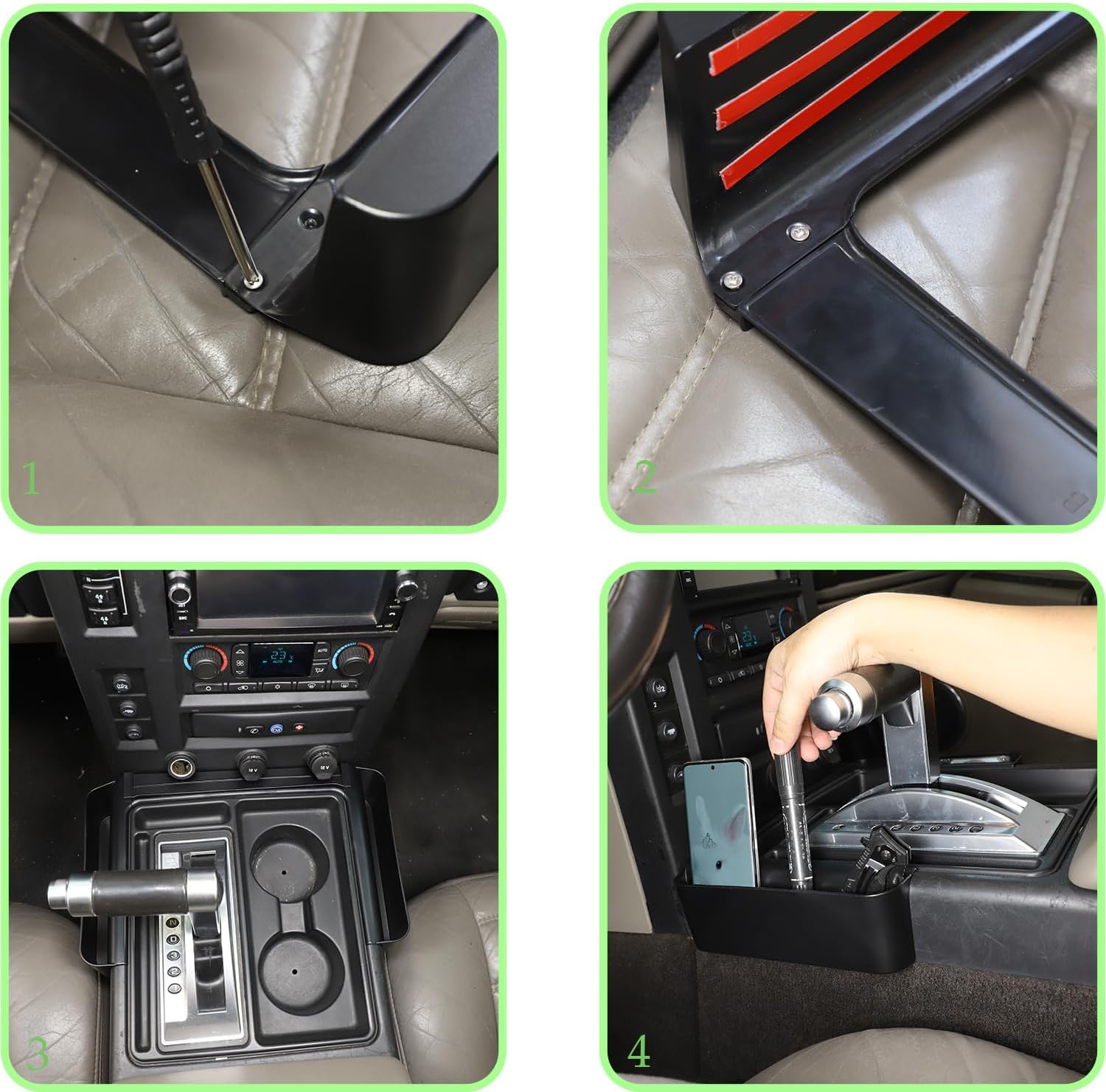 PIUGILH Gear Shift Storage Box Compatible with Hummer H2 2003-2009 Accessories, Center Console Gear Shift Side Tray Storage Box Organizer, 3Pcs