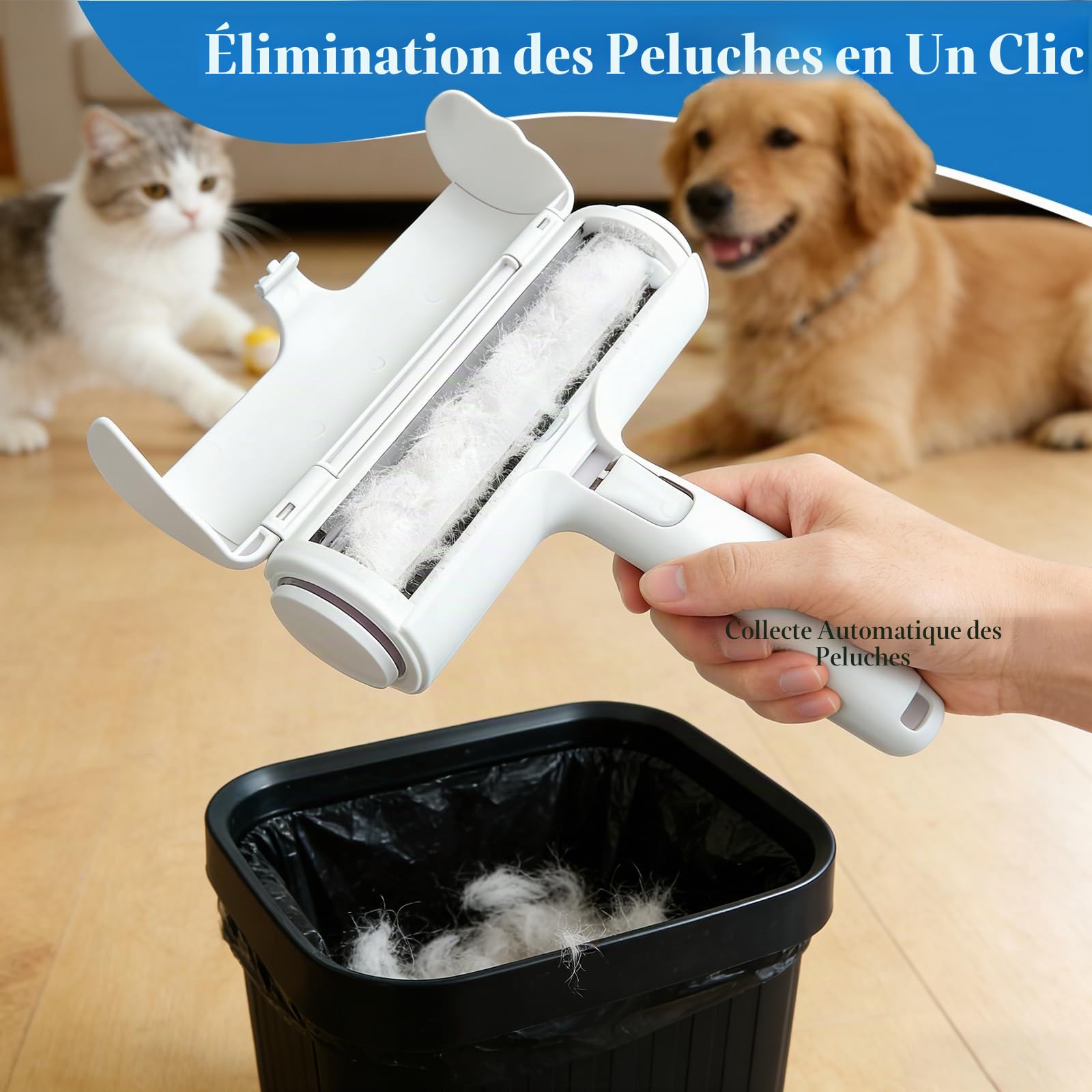Brosse Anti Poils Animaux Chat Chien, Brosse Ramasse Enlève Poils, Ramasse Poils Animaux, Réutilisable pour Poils, Bouloches Réutilisable, pour Canapé, Arbre à Chat, Voiture, lit, Tapis