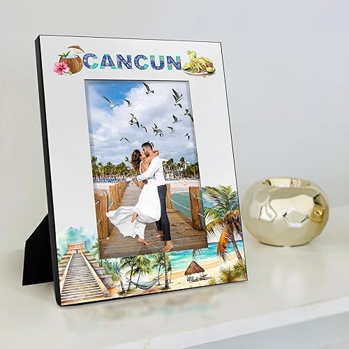 Miniatura 4 de KATE POSH Marco de fotos Cancún, vacaciones familiares en Cancún, México, luna de miel, boda, decoración de playa (5 x 7 - vertical)