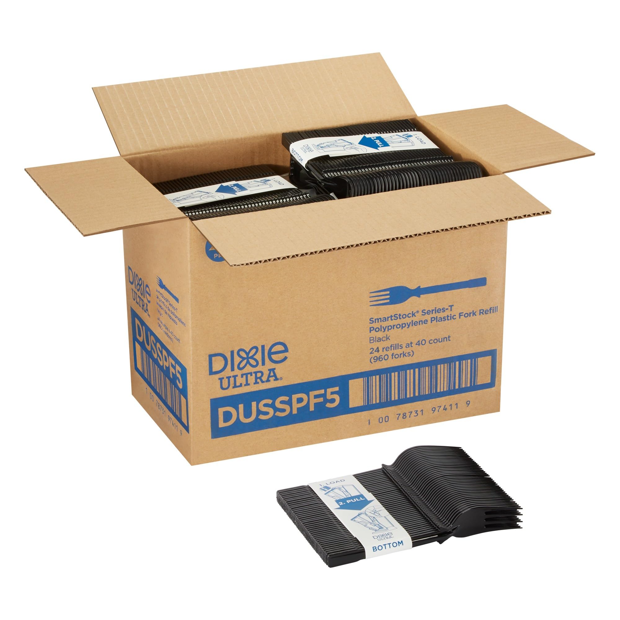 Dixie Ultra DUSSPF5 Polypropylene Fork Set, Black, 960/Carton