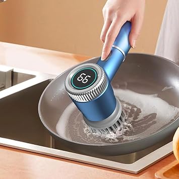 Electric Spin Scrubber, 3 Speed IPX7 Water Proof Handheld Cordless Power Cleaning Brush with 5 Replaceable Heads 180min Runtime Rechargeable Shower Scrubber for Bathroom Tub Tile