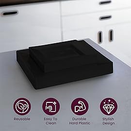 Aya\'s Square Plastic Plates - 6.5/9.5 Black Disposable Plates for Party - Heavy-Duty Reusable Food Grade Plastic - 60 Count - Thick and Durable to Prevent Breaking - Ideal for Events and Gatherings